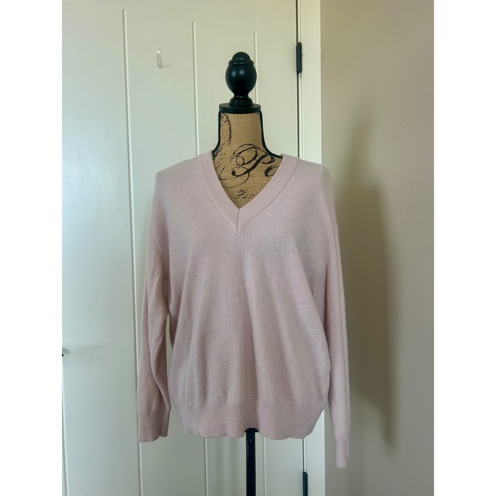 Christian Wijnants V Neck Pullover Blush Pink Relaxed Fit Wool Sweater Size S